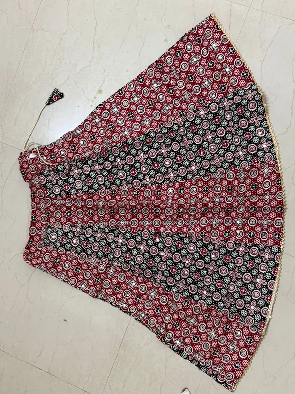 Maroon_And_Black_Premium_Cotton_Lehenga_Choli_With_Dupatta_For_Girls