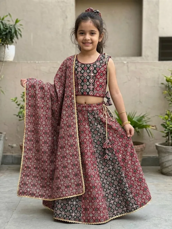 Multicolor_Premium_Cotton_Lehenga_Choli_With_Dupatta_For_Girls_Pack_Of_2