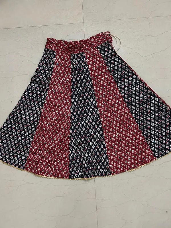 Maroon_And_Black_Premium_Cotton_Lehenga_Choli_With_Dupatta_For_Girls_Pack_Of_2
