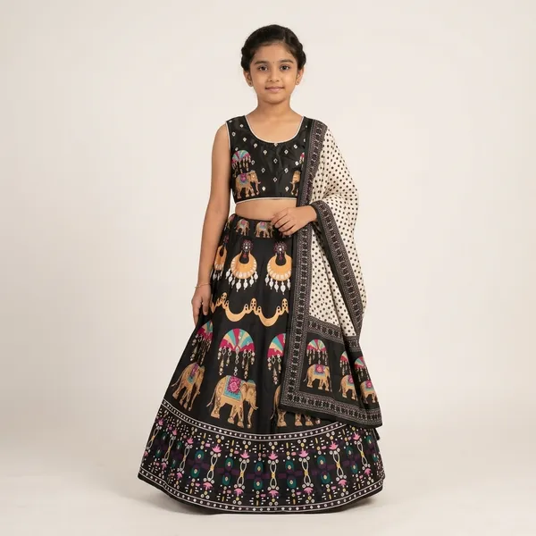 Black_And_White_Premium_Gajji_Silk_Lehenga_Choli_With_Dupatta_For_Girls