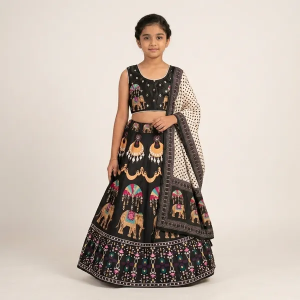 Black_And_White_Premium_Gajji_Silk_Lehenga_Choli_With_Dupatta_For_Girls