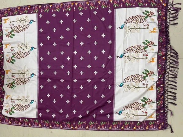 White_And_Purple_Premium_Gajji_Silk_Lehenga_Choli_With_Dupatta_For_Girls