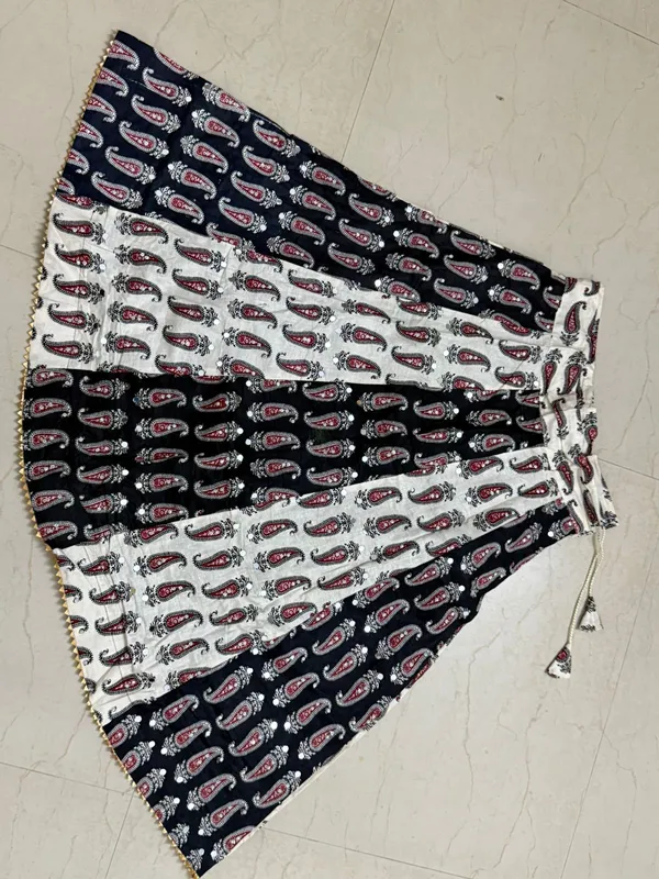 White_And_Black_Premium_Cotton_Lehenga_Choli_With_Dupatta_For_Girls