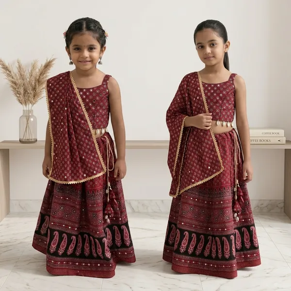 Red_Premium_Cotton_Lehenga_Choli_With_Dupatta_For_Girls