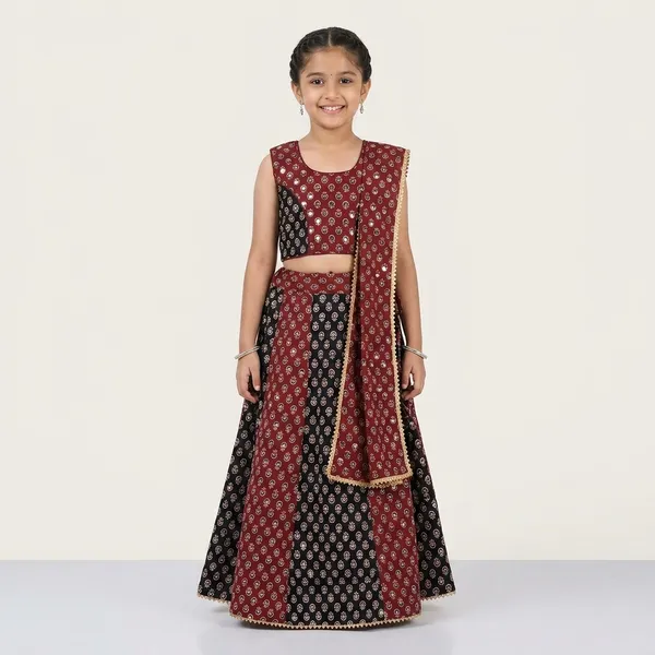 Multicolor_Premium_Cotton_Lehenga_Choli_With_Dupatta_For_Girls_Pack_Of_2