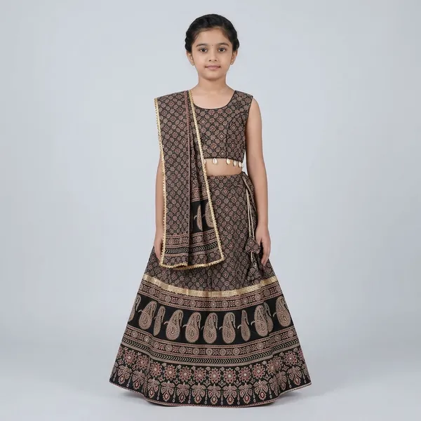 Black_And_Red_Premium_Cotton_Lehenga_Choli_With_Dupatta_For_Girls_Pack_Of_2
