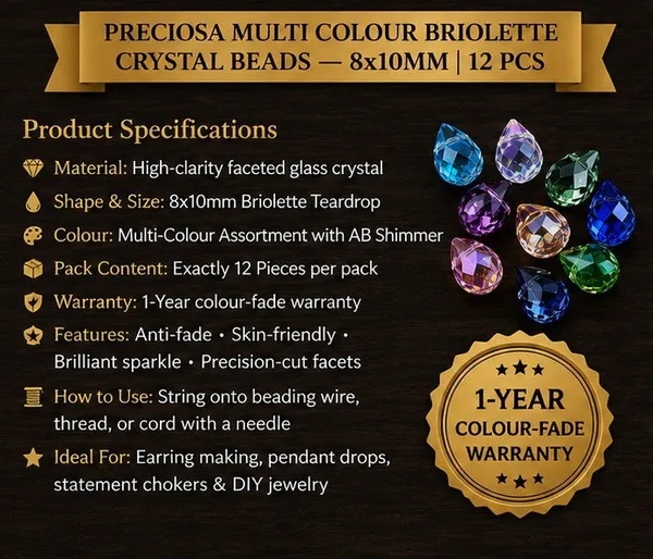 Preciosa_Multi_Colour_Briolette_Teardrop_Crystal_Beads_|_8x10mm_|_Pack_of_12_pieces