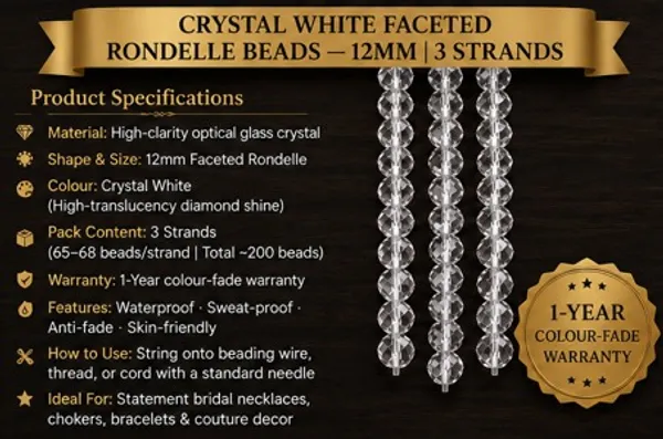 Crystal_White_Glass_Faceted_Rondelle_Beads_|_12mm_|_3_Lines