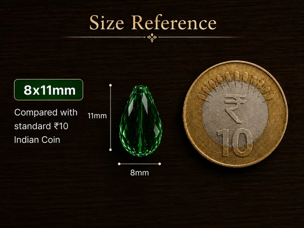 Emerald_Green_Drop_Glass_Teardrop_Beads_|_8x11mm_|_3_strands_x_45+_beads_each_(Total_135+_beads)