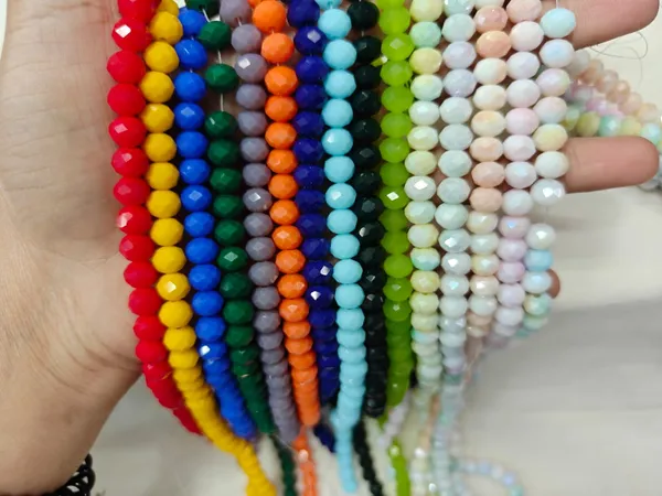 8mm_Faceted_Glass_Rondelle_Beads_|_Opaque_&_Mosaic_|_15_lines_total