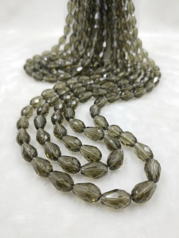 Jonquil_Drop_Glass_Teardrop_Beads_|_8x11mm_|_3_strands_x_45+_beads_each_(Total_135+_beads)