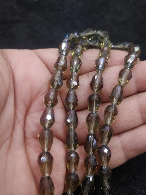 Jonquil_Drop_Glass_Teardrop_Beads_|_8x11mm_|_3_strands_x_45+_beads_each_(Total_135+_beads)