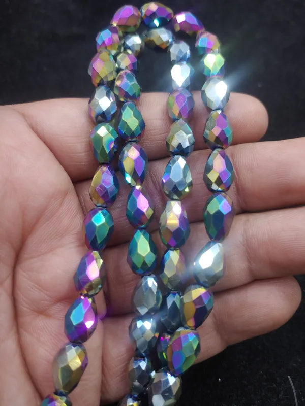 Vitrail_Rainbow_Drop_Glass_Teardrop_Beads_|_8x11mm_|_3_strands_x_45+_beads_each_(Total_135+_beads)