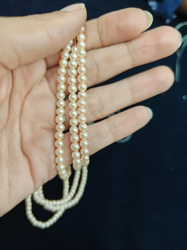 Peach_Lustre_Pearl_Beads_|_4,6,8mm_|_3_Lines_(16_inches)