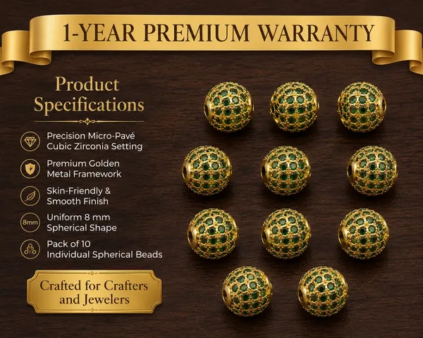 Green_And_Golden_Cubic_Zirconia_Ball_Beads_|_4/6/8/10mm_|_10_Pcs