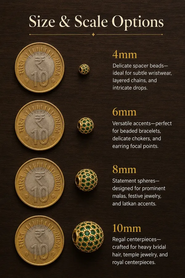 Green_And_Golden_Cubic_Zirconia_Ball_Beads_|_4/6/8/10mm_|_10_Pcs