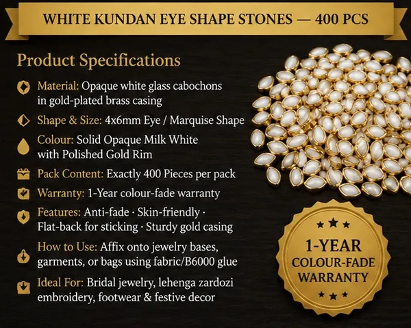 White_Kundan_Eye_shape_Stones_|_4x6mm_|_400_Pcs_|_Sticking_Purpose
