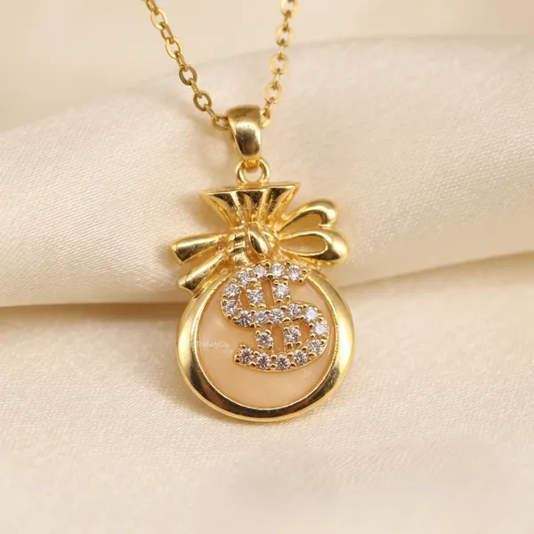 Openly_Ambitious_|_18K_Gold_Plated_Cubic_Zirconia_Dollar_Bag_Anti_Tarnish_Necklace__|_1_Piece