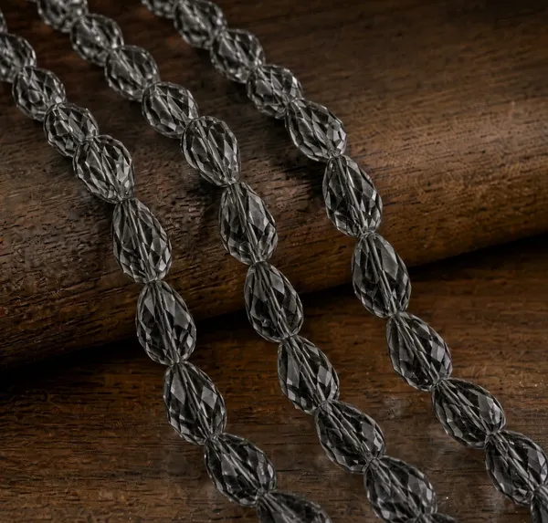 Smoke_Grey_Drop_Glass_Teardrop_Beads_|_8x11mm_|_3_strands_x_45+_beads_each_(Total_135+_beads)