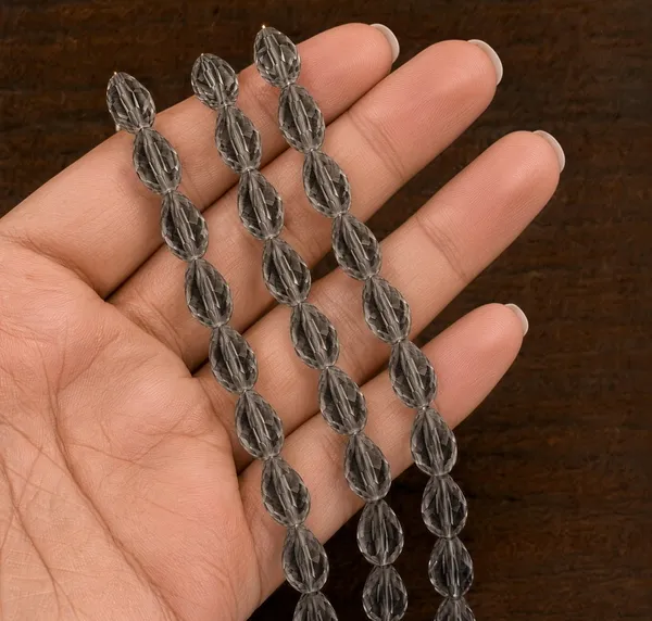 Smoke_Grey_Drop_Glass_Teardrop_Beads_|_8x11mm_|_3_strands_x_45+_beads_each_(Total_135+_beads)