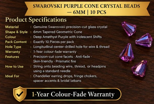Genuine_Swarovski_Purple_Cone_Crystal_Beads_|_6mm_|_Pack_of_10