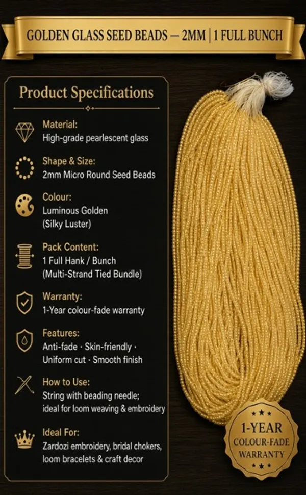 Golden_Lustre_Glass_Seed_Beads_|_2mm_|_1_Bunch