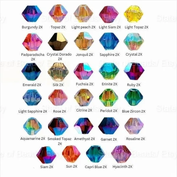 Swarovski_Mix_Colours_Bicone_Beads_4Mm_|_36_Pieces