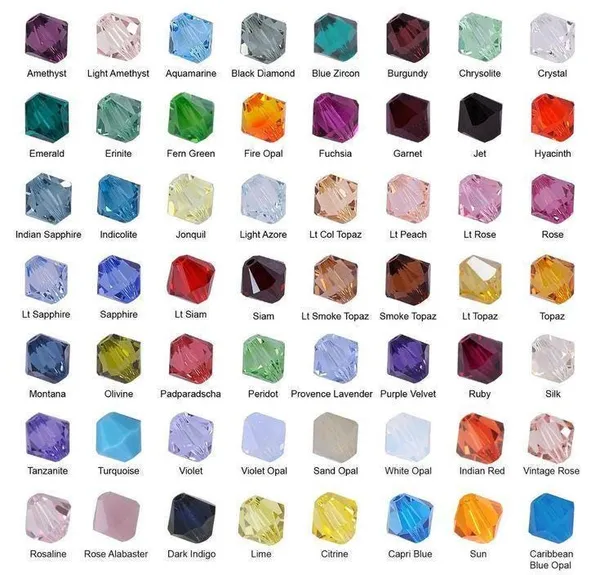 Swarovski_Mix_Colours_Bicone_Beads_4Mm_|_36_Pieces