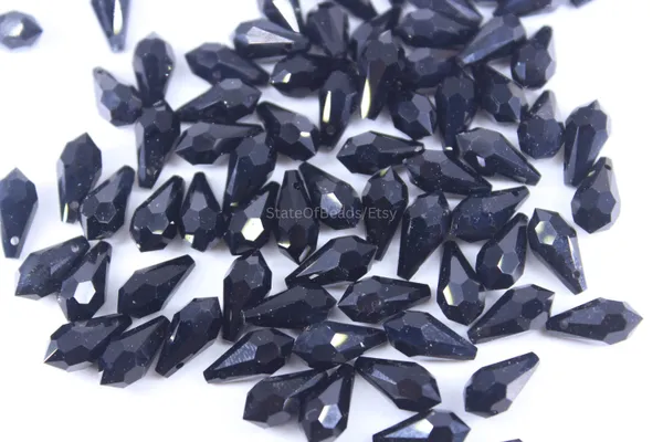 Genuine_Swarovski_Black_Teardrop_Charm_Beads_|_4_Pcs