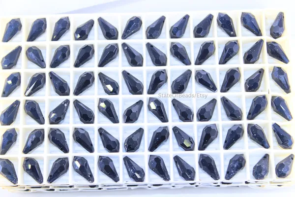 Genuine_Swarovski_Black_Teardrop_Charm_Beads_|_4_Pcs