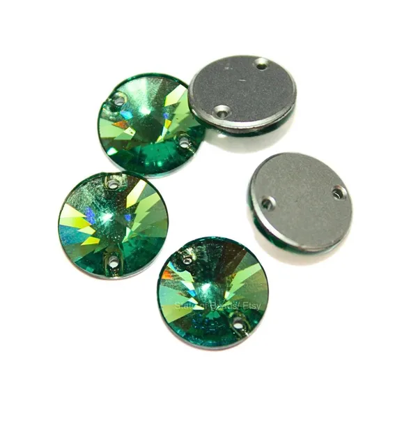 Genuine_Swarovski_Green_Rivoli_Sew-On_Crystals_|_12mm_|_2-Hole_|_Pack_of_12