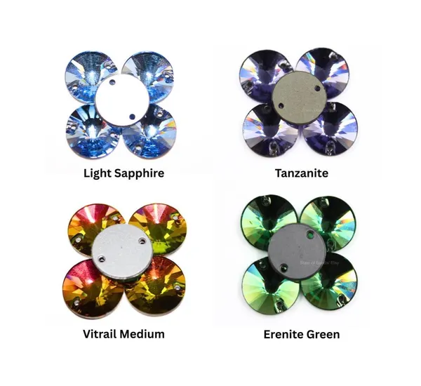 Genuine_Swarovski_Green_Rivoli_Sew-On_Crystals_|_12mm_|_2-Hole_|_Pack_of_12