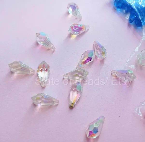 Genuine_Swarovski_Green_Teardrop_Charm_Beads_|_6.5mm_|_4_Pcs