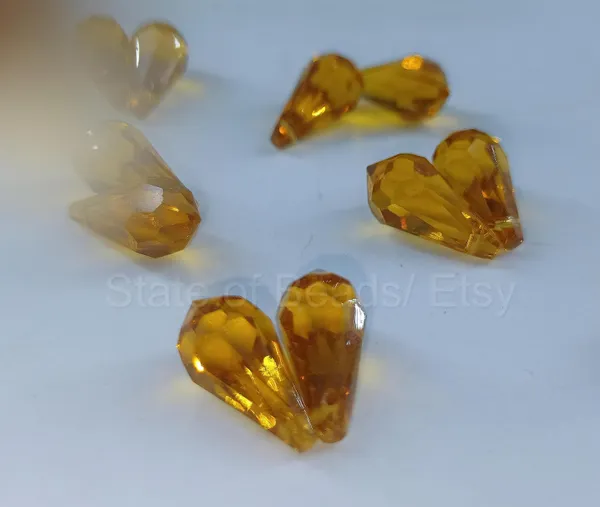 Genuine_Swarovski_Yellow_Teardrop_Charm_Beads_|_7.5mm_|_4_Pcs