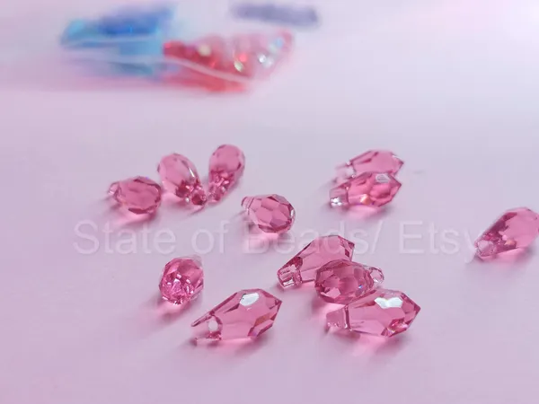 Genuine_Swarovski_Pink_Teardrop_Charm_Beads_|_5.5mm_|_4_Pcs