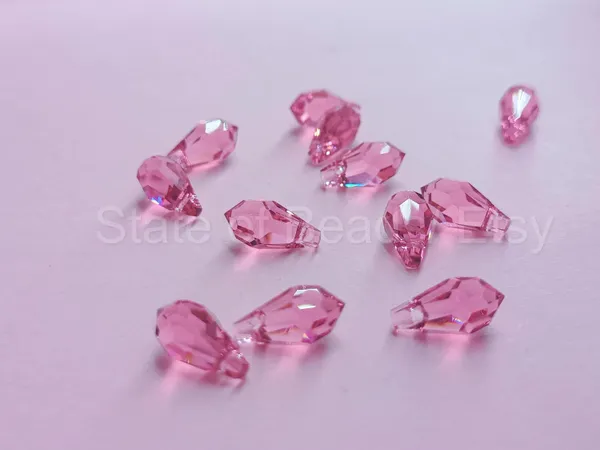 Genuine_Swarovski_Pink_Teardrop_Charm_Beads_|_5.5mm_|_4_Pcs
