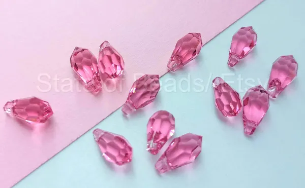 Genuine_Swarovski_Pink_Teardrop_Charm_Beads_|_5.5mm_|_4_Pcs