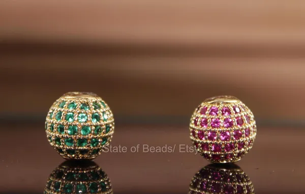 Green,_Red_And_Golden_Cubic_Zirconia_Ball_Beads_|_4/6/8/10mm_|_10_Pcs