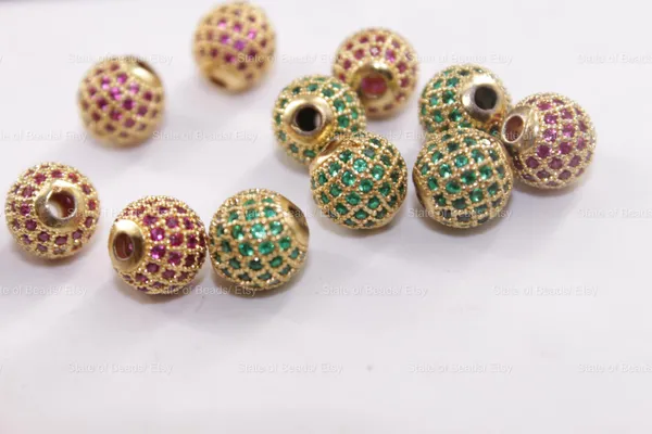 Green,_Red_And_Golden_Cubic_Zirconia_Ball_Beads_|_4/6/8/10mm_|_10_Pcs