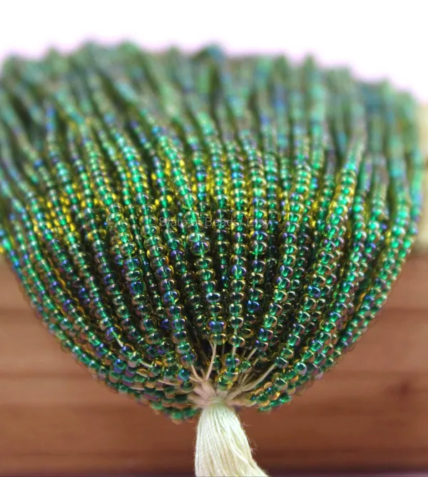 Green_Colour_Lined_Seed_Beads_2Mm_|_1_Bunch