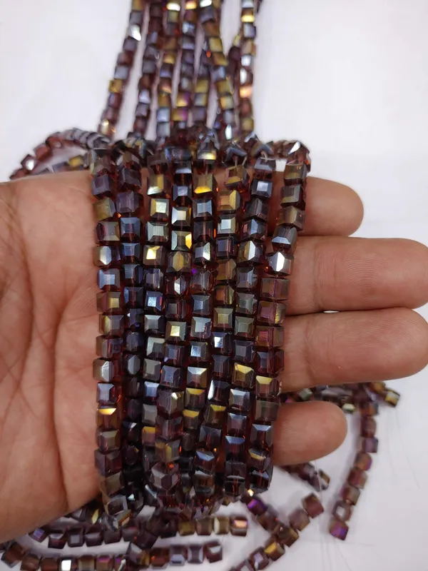 Mix_Colours_Faceted_Cube_Glass_Beads_|_10_pieces
