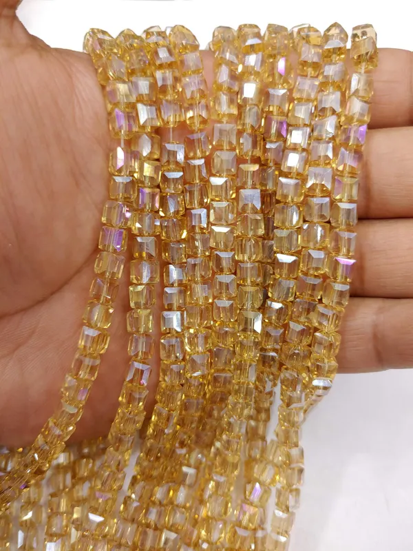 Mix_Colours_Faceted_Cube_Glass_Beads_|_10_pieces
