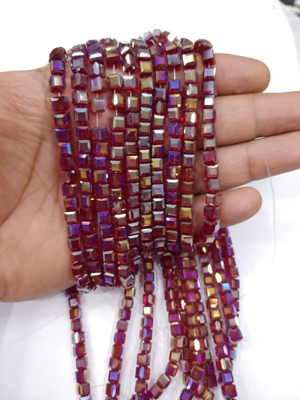 Mix_Colours_Faceted_Cube_Glass_Beads_|_10_pieces