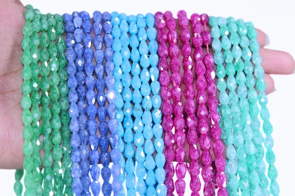 Multi_Colour_Cubic_Zirconia_Glass_Teardrop_Beads_|_4mm_|_1_strand_x_xx_beads_(Total_xx_beads)_(14_Inches)