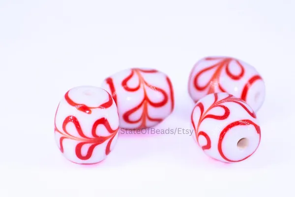 Red_+_White_Tibetan_Glass_Barrel_Beads_|_Hand_Painted_|_13x16mm_|_20_pieces
