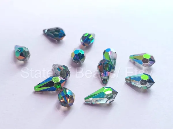 Swarovski_Blue_Teardrop_Drop_Charms_11_5.5Mm_Side_Drill_|_4_Pieces
