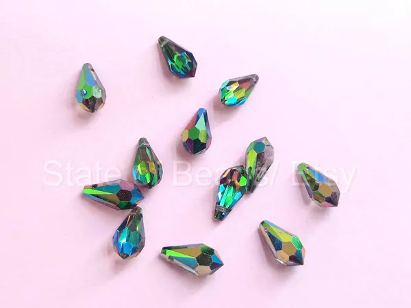 Swarovski_Blue_Teardrop_Drop_Charms_11_5.5Mm_Side_Drill_|_4_Pieces