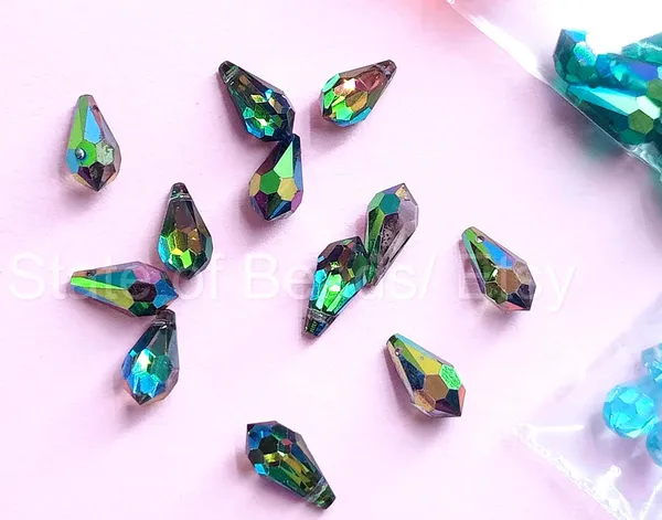 Swarovski_Blue_Teardrop_Drop_Charms_11_5.5Mm_Side_Drill_|_4_Pieces