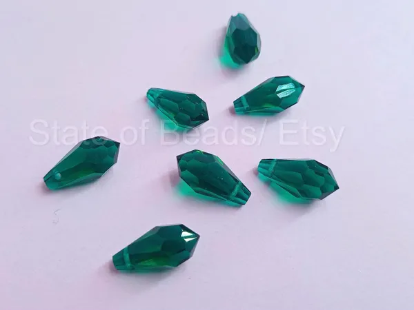 Genuine_Swarovski_Green_Teardrop_Charm_Beads_|_5.5mm_|_4_Pcs