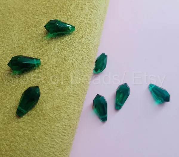 Genuine_Swarovski_Green_Teardrop_Charm_Beads_|_5.5mm_|_4_Pcs